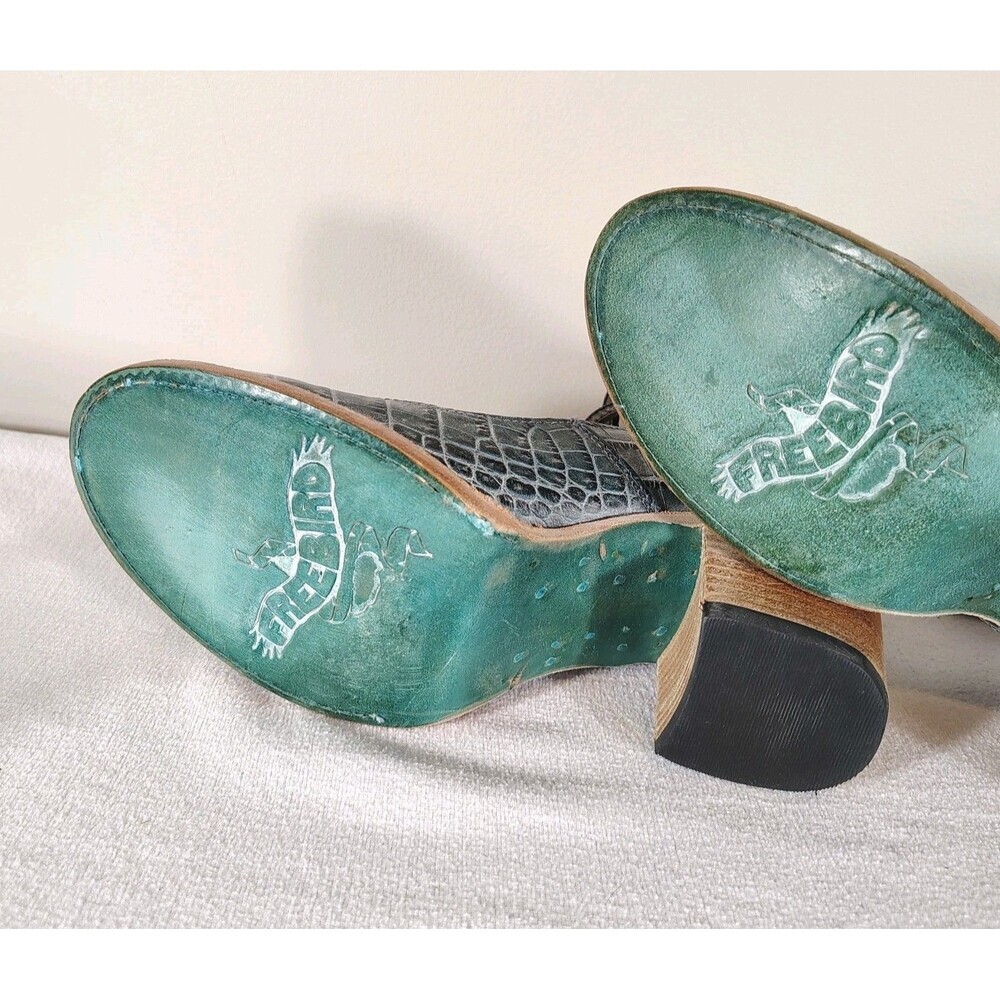 Freebird by Steven Womens Blue Randi Triple Strap Leather Pumps Sz 9 Block Heel - Picture 9 of 12